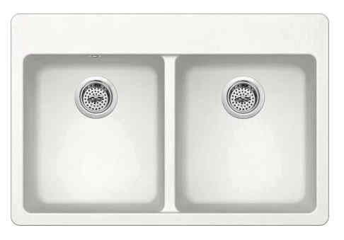 50/50 Dual Bowl in Ivory Granite Composite